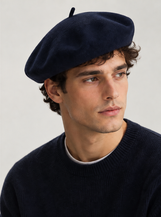 Bleu marine - Béret classique en laine