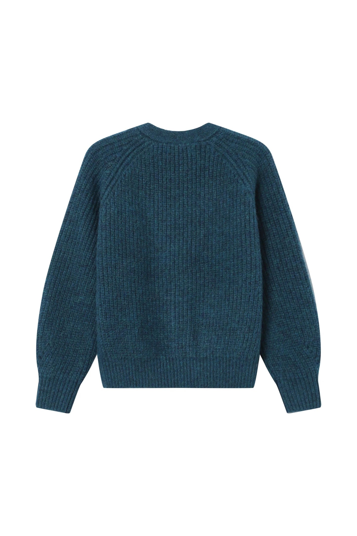 Vue arrière du pull Saluda émeraude - maille perlée et coupe large