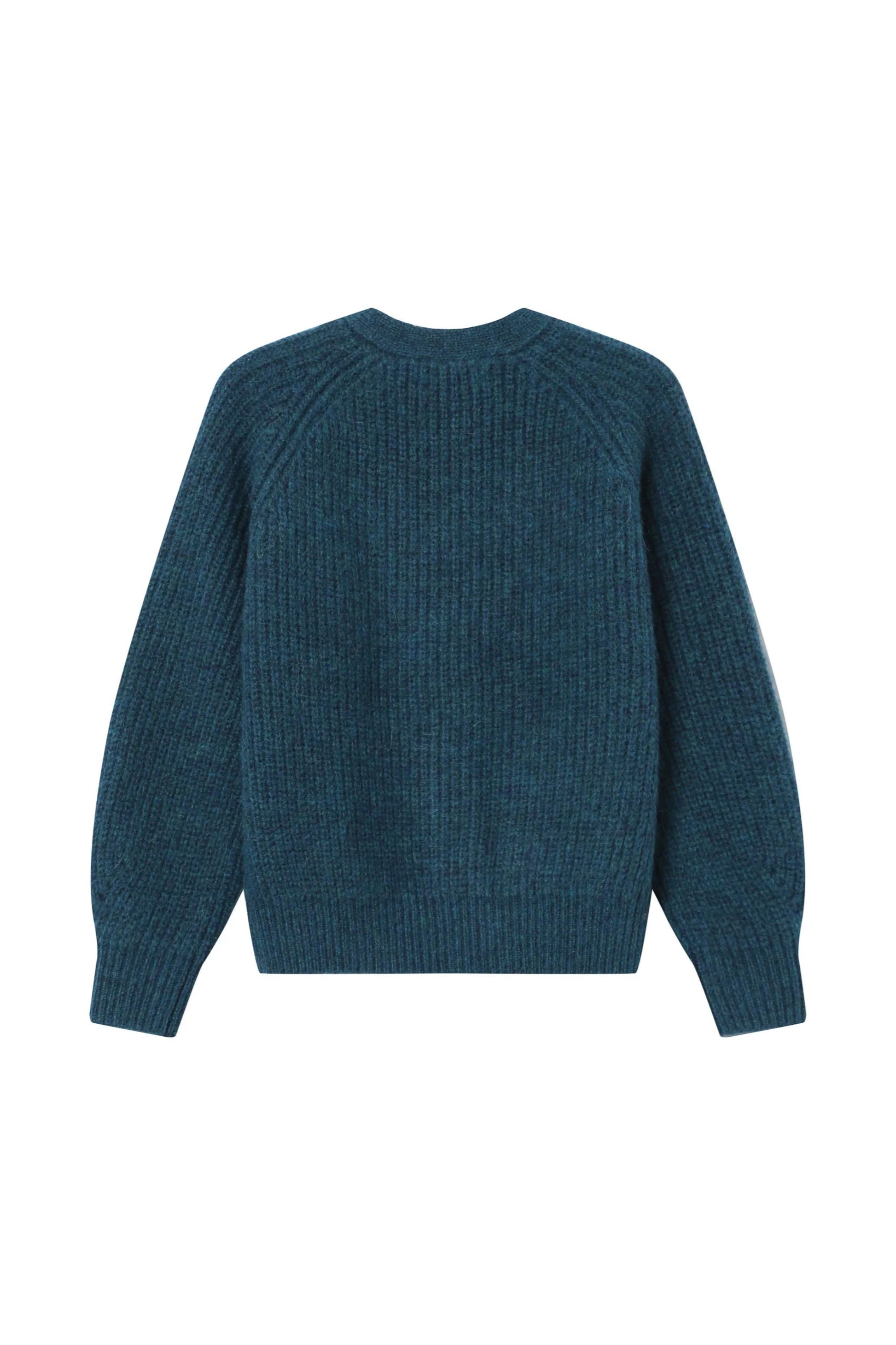 Vue arrière du pull Saluda émeraude - maille perlée et coupe large