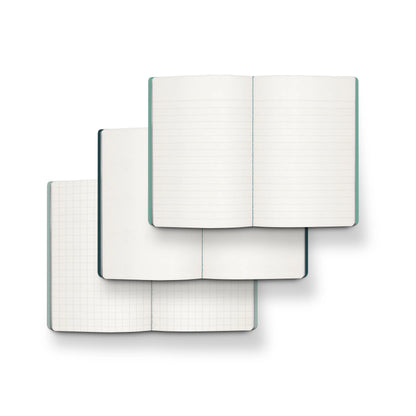 Trio de carnets Rêverie – pages lignées, quadrillées et blanches ouvertes
