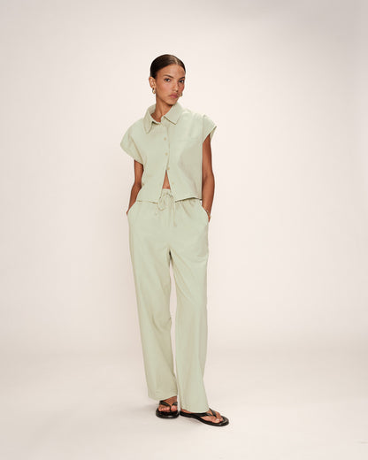 Pantalon droit coton taille élastique