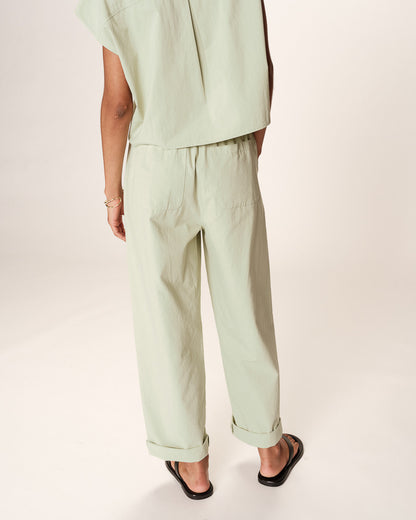 Pantalon droit coton taille élastique