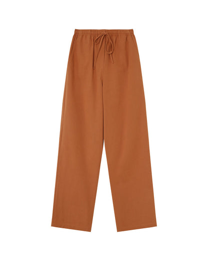 Mia Terracotta - Pantalon en coton avec taille élastique