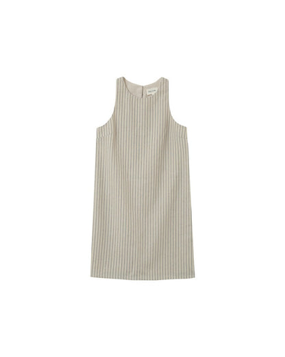 Petz Beige - Robe courte rayée en lin mélangé