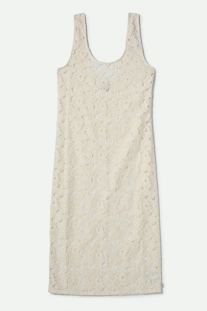 Robe cache-maillot en dentelle crème à plat – vue détaillée du motif floral ajouré