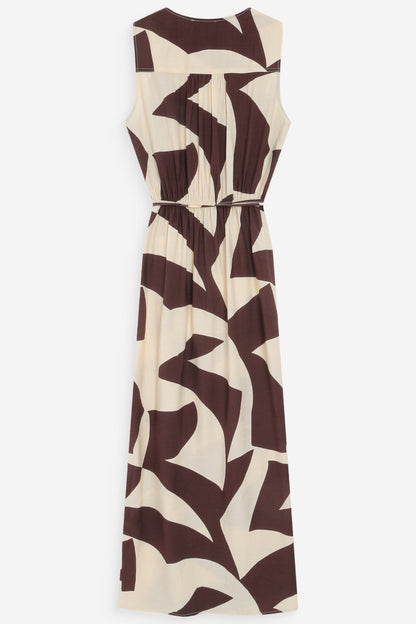 Robe longue Maryse chocolat vue de dos – coupe fluide
