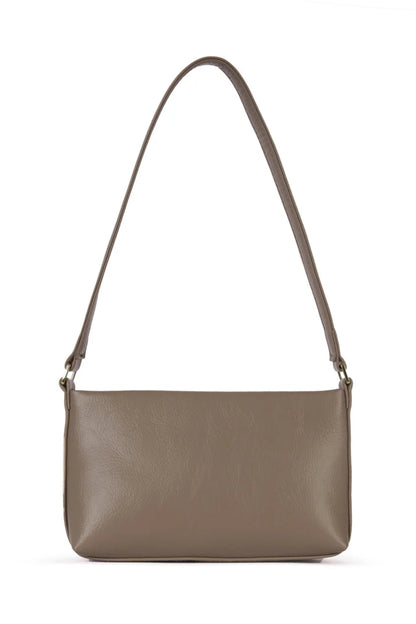Vue arrière du sac Malene Sepia avec bandoulière courte et finition minimaliste.