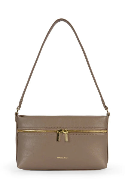 Sac compact femme couleur sepia, idéal pour porter l’essentiel au quotidien avec une tenue chic.