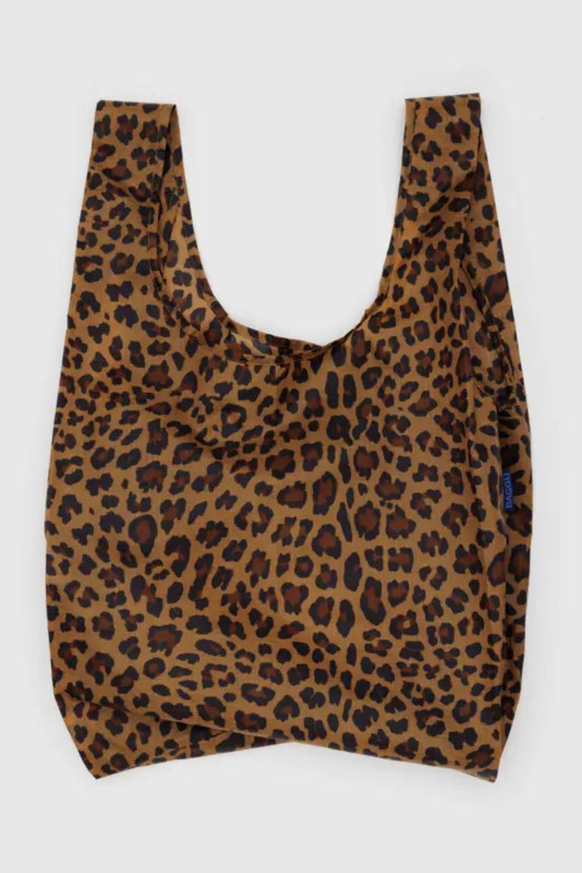 sac réutilisable léopard présenté à plat – grand format pliable en nylon recyclé