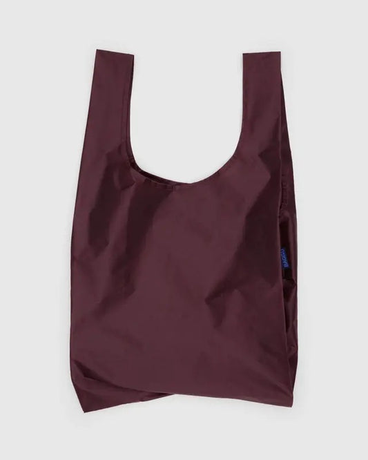 Sac Baggu réutilisable déplié, teinte acajou, fabriqué en nylon ripstop recyclé