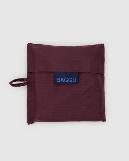 Sac réutilisable Baggu plié, couleur acajou uni, nylon recyclé