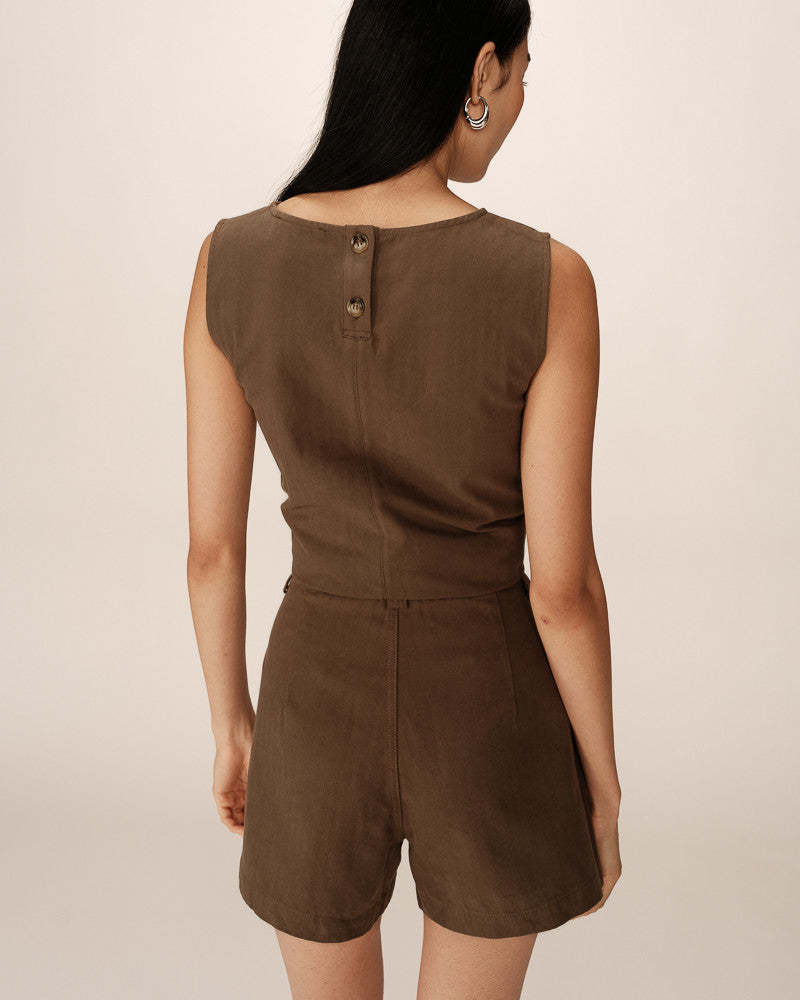 Nola Kaki - Short taille haute en coton