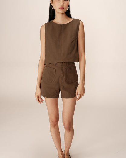 Nola Kaki - Short taille haute en coton