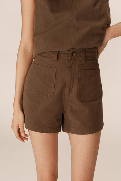 Nola Kaki - Short taille haute en coton