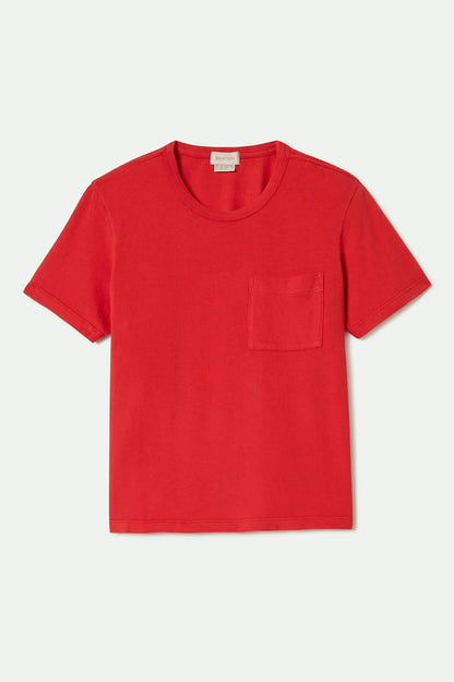 T-shirt rouge à plat – coupe classique et poche plaquée