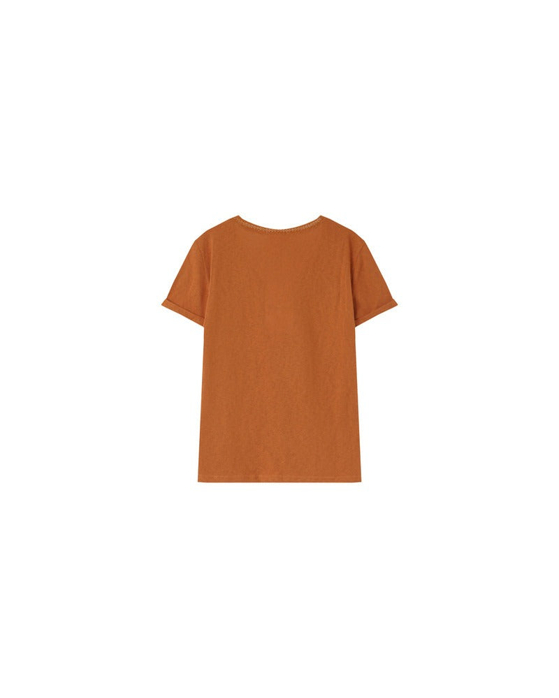 Noa Ocre t-shirt col V brillant