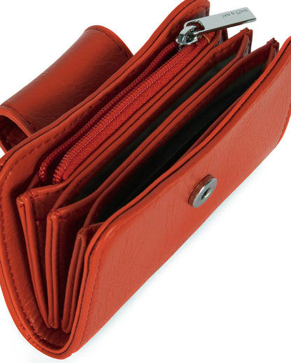 Intérieur du porte-cartes avec poches et compartiment zippé