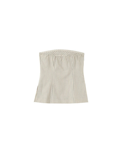 Manille Beige - Bustier rayé en lin mélangé
