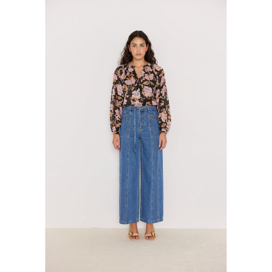 Tully Bleu – Jeans taille haute jambe droite large