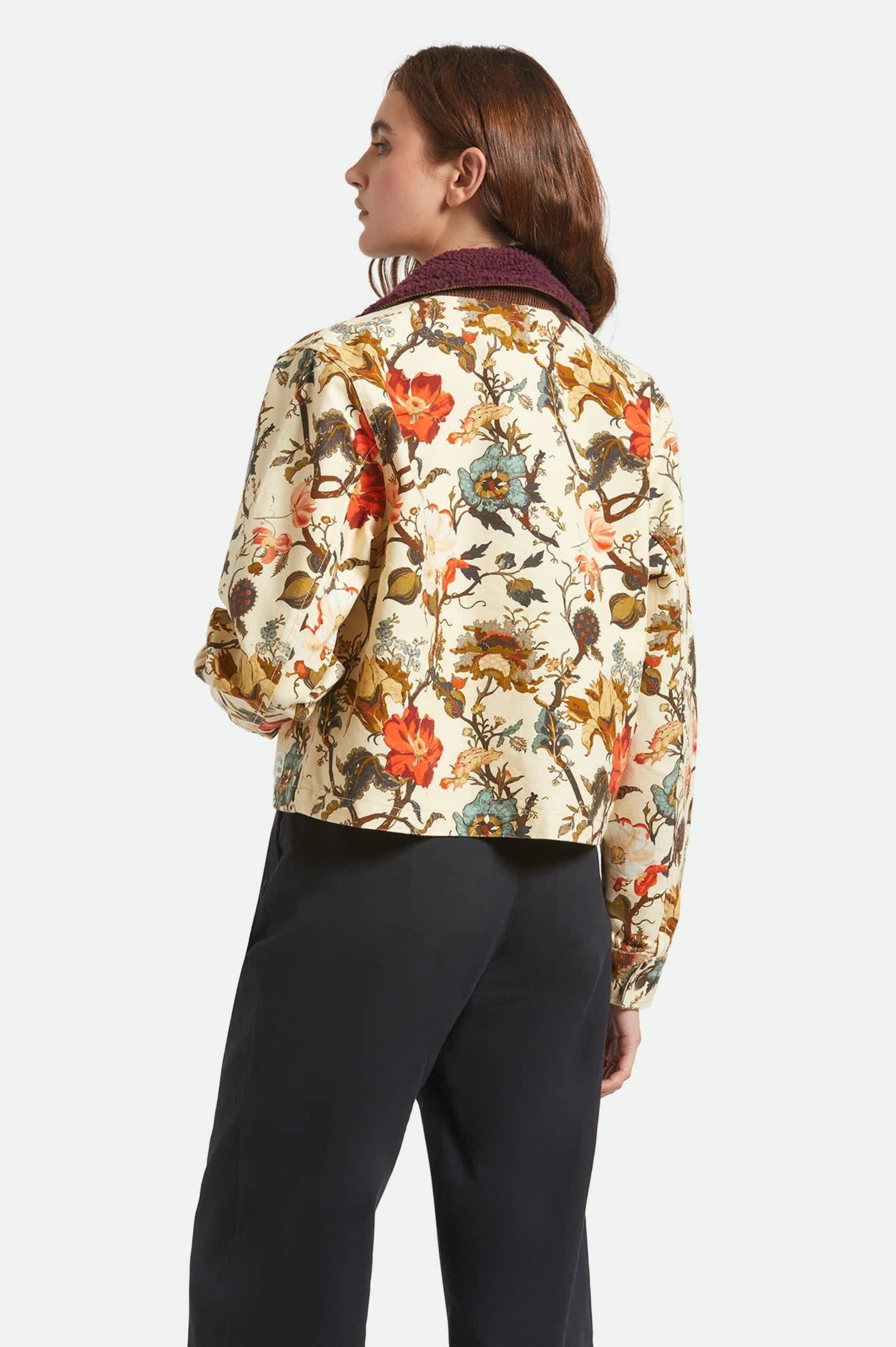 Veste Lily à imprimé floral, vue de dos, coupe droite et courte