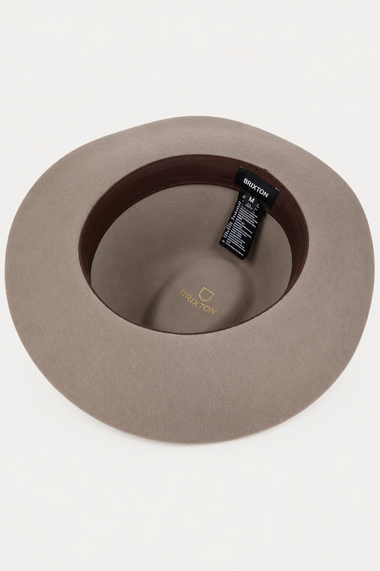Intérieur du chapeau Wesley Sable avec finition soignée et structure en laine.